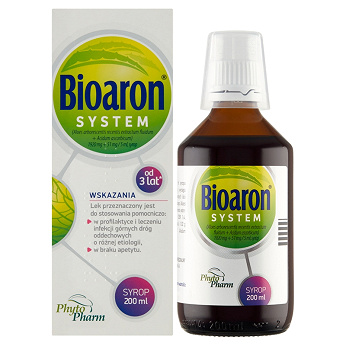Bioaron System, syrop na infekcje górnych dróg oddechowych, braku apetytu, butelka 200 ml