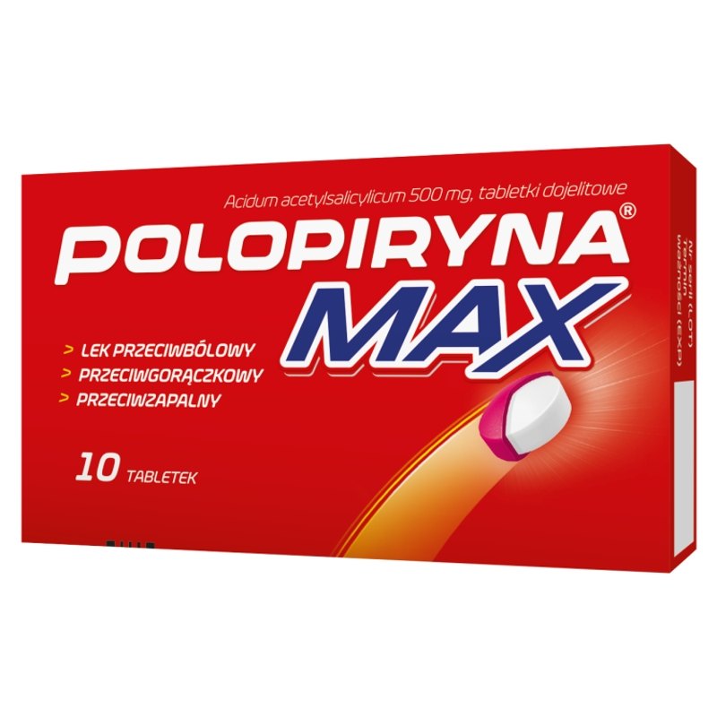 Polopiryna Max 500 mg tabletki na objawy przeziębienia i grypy, 10 szt.