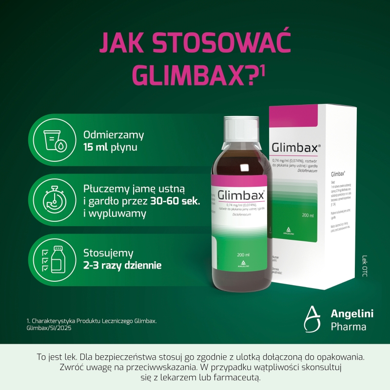 Glimbax, roztwór do płukania jamy ustnej, gardła, dziąseł w stanach zapalnych, butelka 200 ml