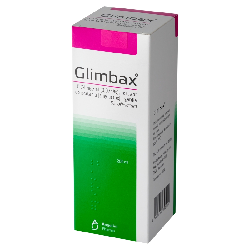 Glimbax, roztwór do płukania jamy ustnej, gardła, dziąseł w stanach zapalnych, butelka 200 ml