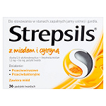 Strepsils pastylki na stany zapalne jamy ustnej i gardła z miodem i cytryną, 36 szt.