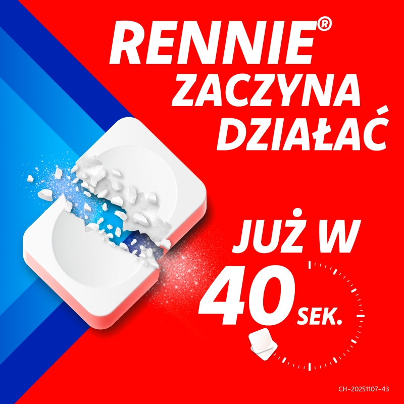 Rennie Antacidum, tabletki do ssania na zgagę, niestrawność o smaku miętowym, 48 szt.