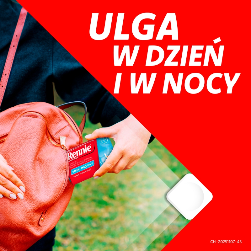 Rennie Antacidum, tabletki do ssania na zgagę, niestrawność o smaku miętowym, 48 szt.