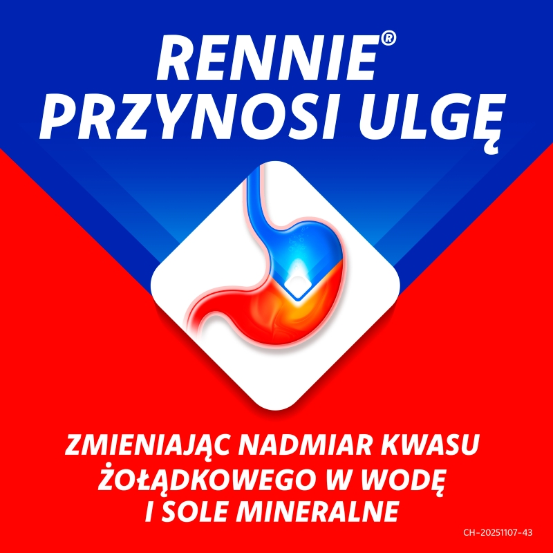 Rennie Antacidum, tabletki do ssania na zgagę, niestrawność o smaku miętowym, 48 szt.