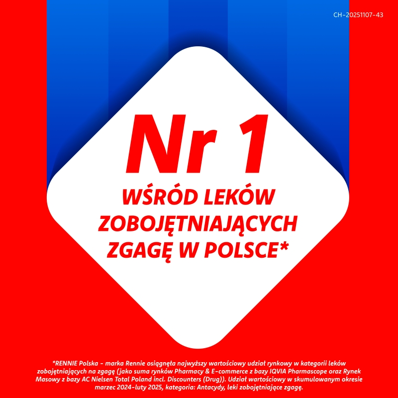 Rennie Antacidum, tabletki do ssania na zgagę, niestrawność o smaku miętowym, 48 szt.