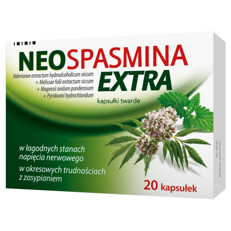 Extraspasmina kapsułki w łagodnych stanach napięcia nerwowego, ułatwiające zasypianie, 20 szt.