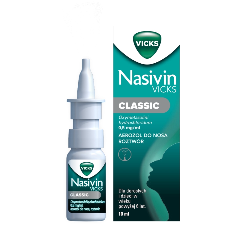 Nasivin Classic, aerozol udrażniający nos, pojemnik 10 ml