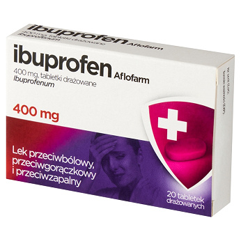 Ibuprofen Aflofarm 400 mg, tabletki przeciwbólowe, przeciwgorączkowe i przeciwzapalne, 400 mg, 20 szt.
