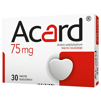 Acard 75 mg, tabletki stosowne w chorobach niedokrwiennych serca, 30 szt.