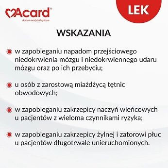 Acard 75 mg, tabletki dojelitowe stosowane w chorobach niedokrwiennych serca, 60 szt.