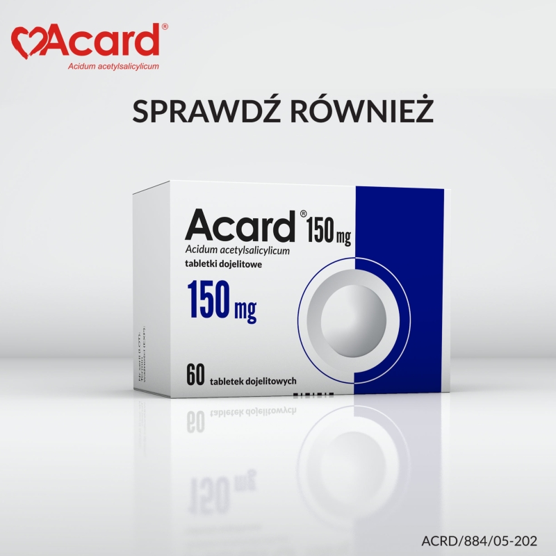 Acard 75 mg, tabletki dojelitowe stosowane w chorobach niedokrwiennych serca, 60 szt.