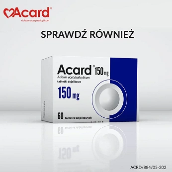 Acard 75 mg, tabletki dojelitowe stosowane w chorobach niedokrwiennych serca, 60 szt.