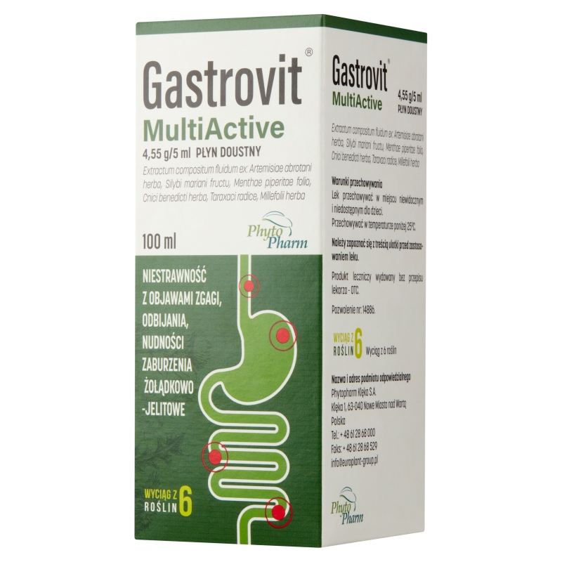 Gastrovit MultiActive, płyn na niestrawność i zaburzenia żołądkowo-jelitowe, butelka 100 ml