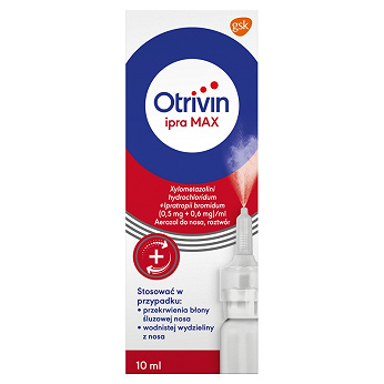 Otrivin ipra MAX, aerozol na przeziębienie, zapalenie błony śluzowej nosa, butelka 10 ml
