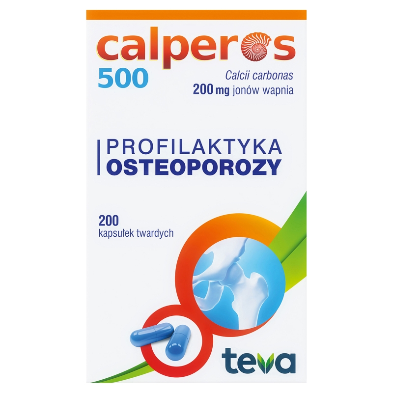 Calperos 500 kapsułki twarde ze składnikami wzmacniającymi kości, 200 szt.