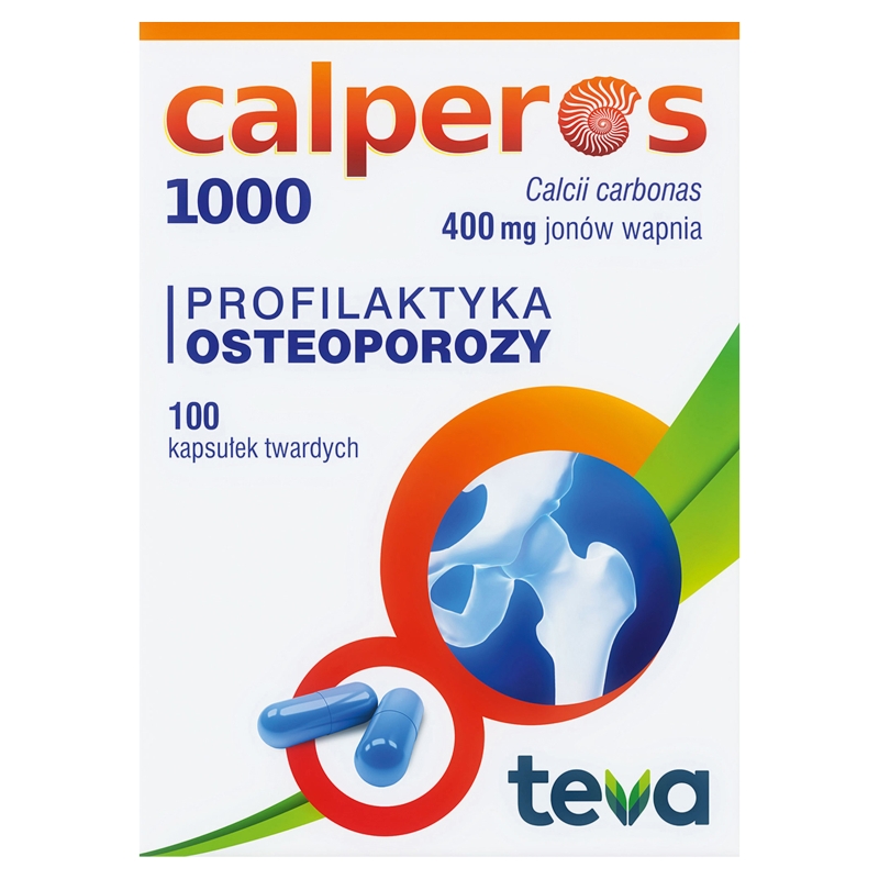 Calperos 1000, kapsułki na zwiększone zapotrzebowanie na wapń, 100 szt.