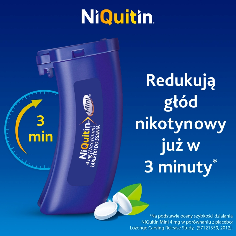 NiQuitin Mini 4 mg, tabletki wspomagające rzucanie palenia, 20 szt.
