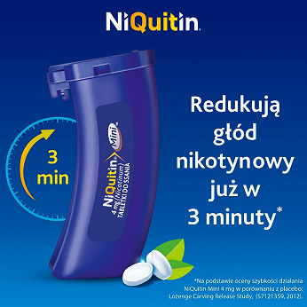 NiQuitin Mini 4 mg, tabletki wspomagające rzucanie palenia, 20 szt.