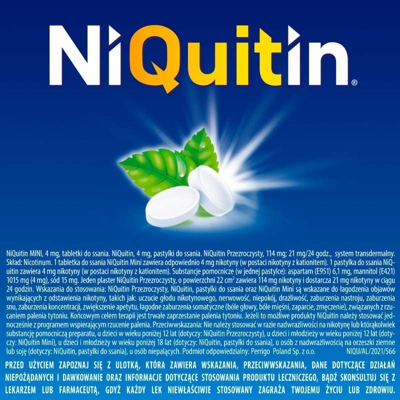 NiQuitin Mini 4 mg, tabletki wspomagające rzucanie palenia, 20 szt.