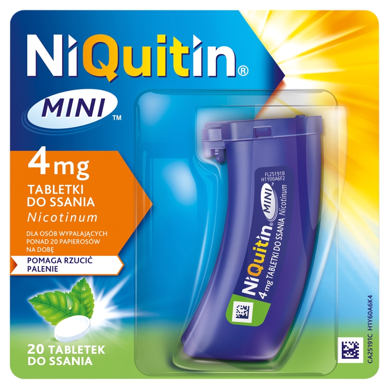 NiQuitin Mini 4 mg, tabletki wspomagające rzucanie palenia, 20 szt.