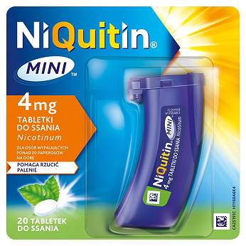 NiQuitin Mini 4 mg, tabletki wspomagające rzucanie palenia, 20 szt.