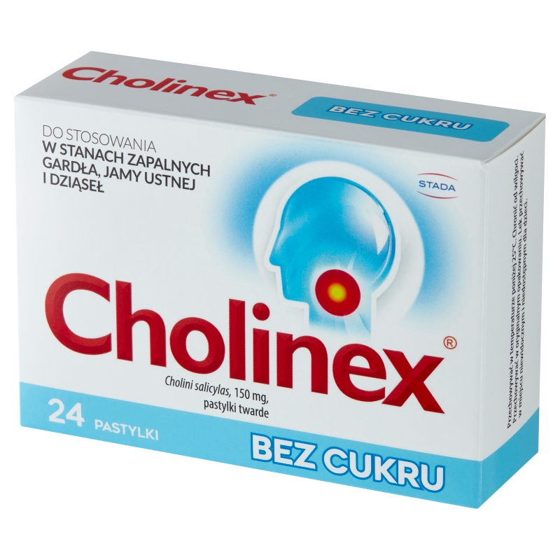 Cholinex , pastylki w stanach zapalnych gardła i jamy ustnej bez cukru, 24 szt.