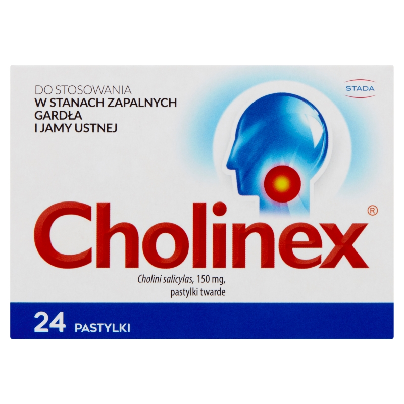 Cholinex pastylki w stanach zapalnych gardła i jamy ustnej, 24 szt