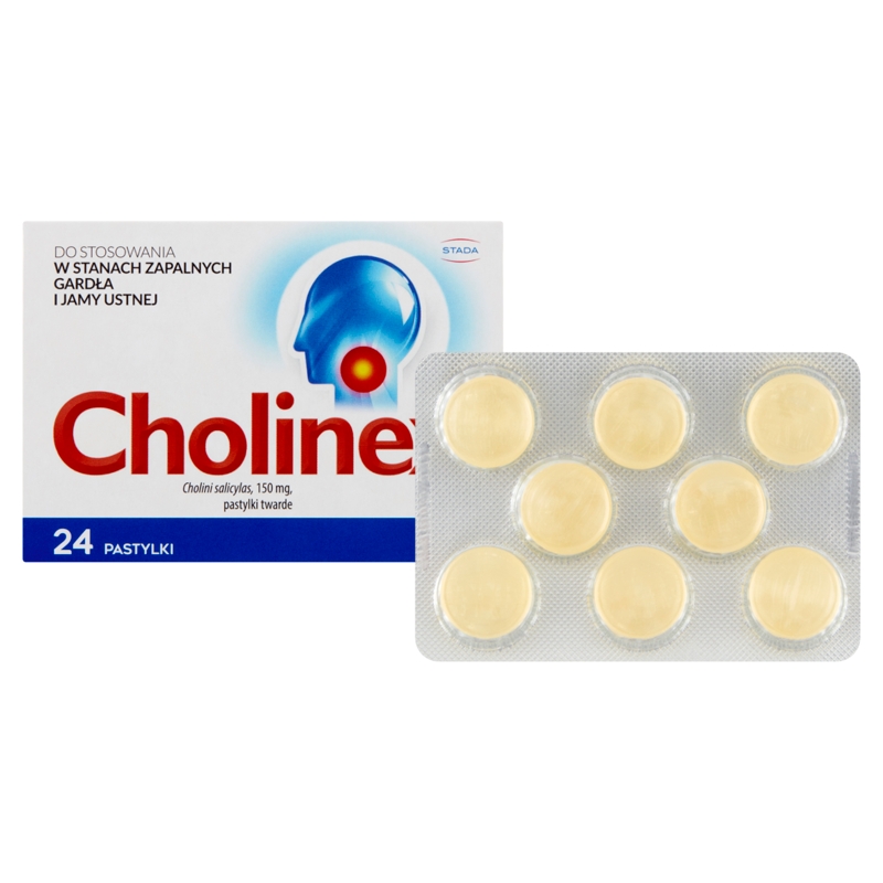 Cholinex, pastylki w stanach zapalnych gardła i jamy ustnej, 24 szt