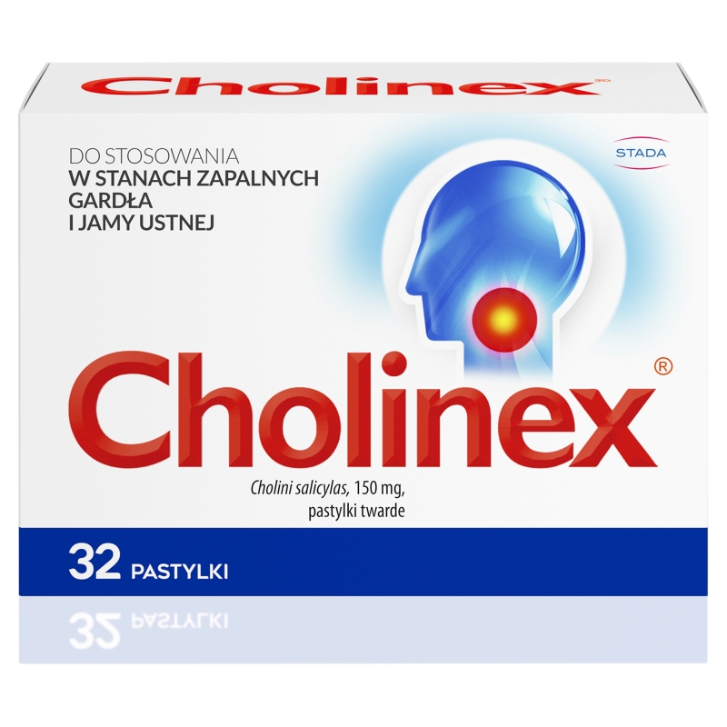 Cholinex, pastylki w stanach zapalnych gardła i jamy ustnej, 32 szt.