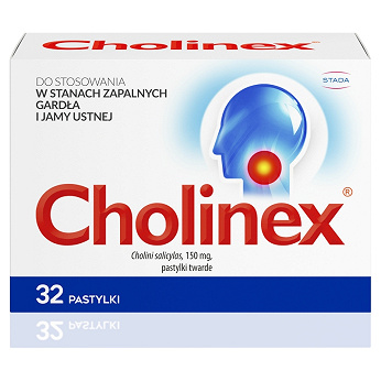 Cholinex, pastylki w stanach zapalnych gardła i jamy ustnej, 32 szt.