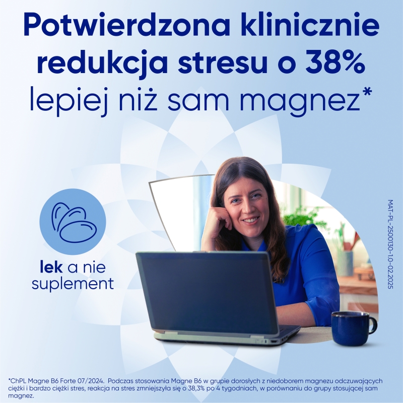 Magne B6 Forte, tabletki powlekane z magnezem i witaminą B6, 60 szt.