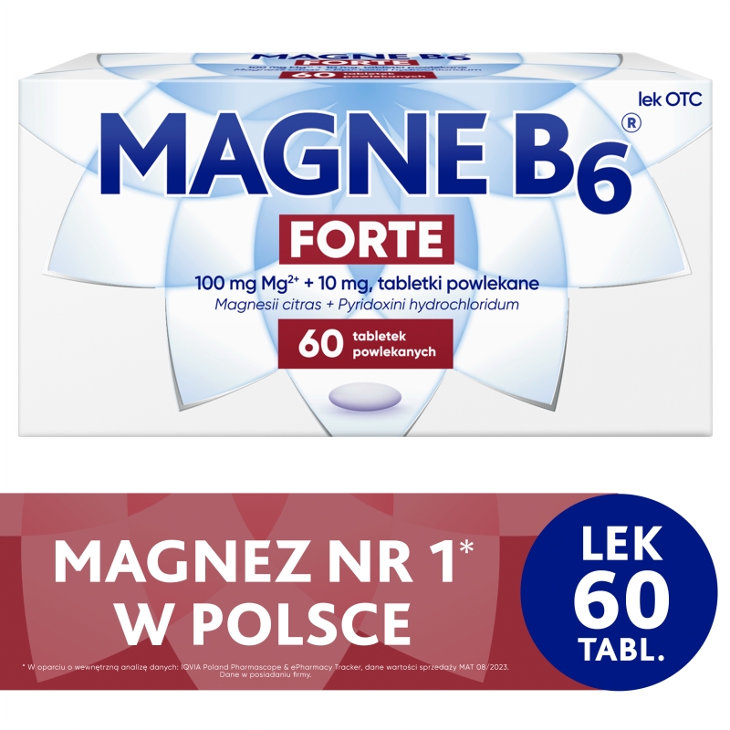 Magne B6 Forte, tabletki powlekane z magnezem i witaminą B6, 60 szt.