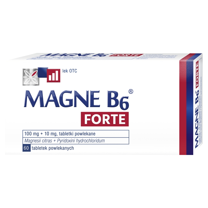 Magne B6 Forte, tabletki powlekane z magnezem i witaminą B6, 60 szt.