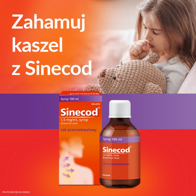 Sinecod, syrop wspomagający leczenie kaszlu różnego pochodzenia, butelka 100 ml