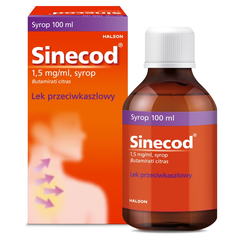 Sinecod, syrop wspomagający leczenie kaszlu różnego pochodzenia, butelka 100 ml