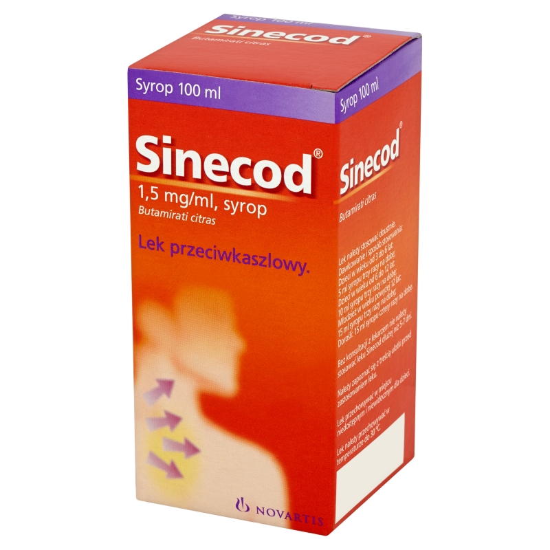 Sinecod, syrop wspomagający leczenie kaszlu różnego pochodzenia, butelka 100 ml