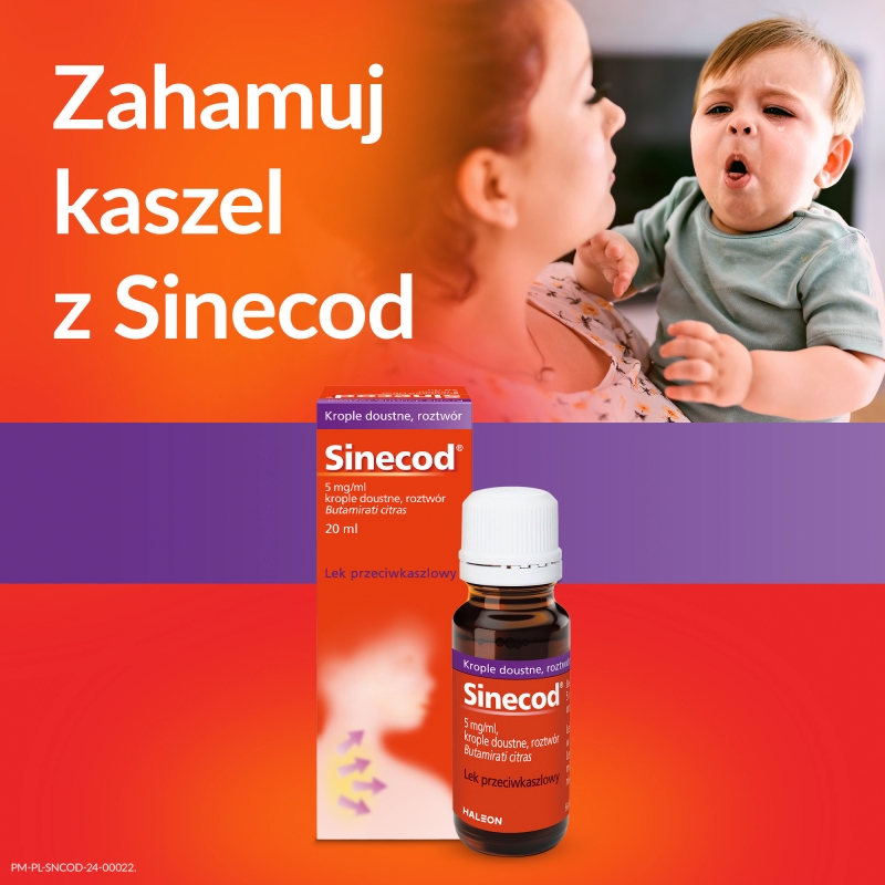 Sinecod, krople na kaszel różnego pochodzenia dla dzieci, butelka 20 ml