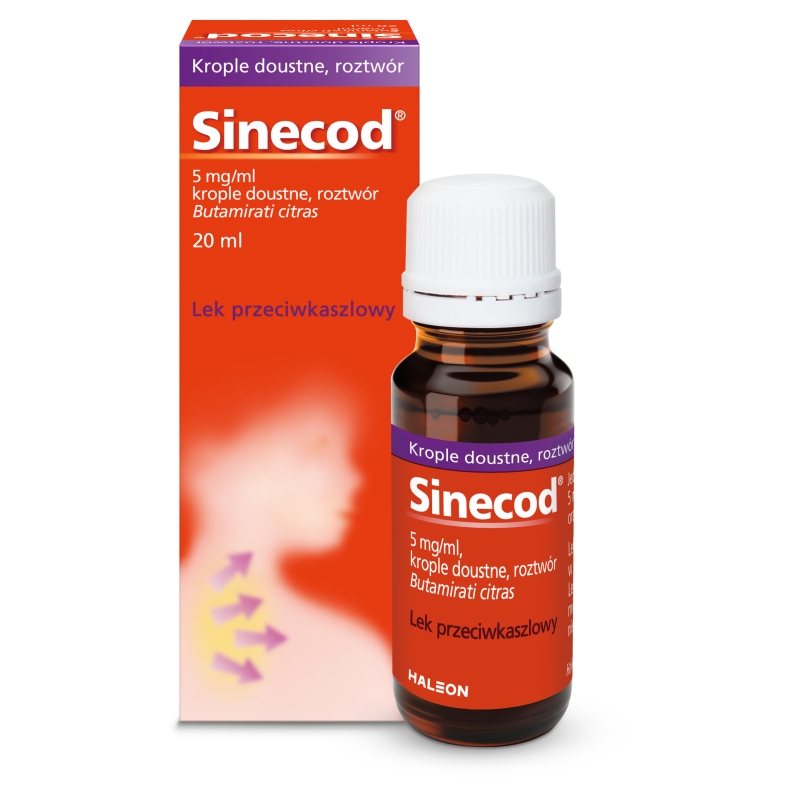 Sinecod, krople na kaszel różnego pochodzenia dla dzieci, butelka 20 ml