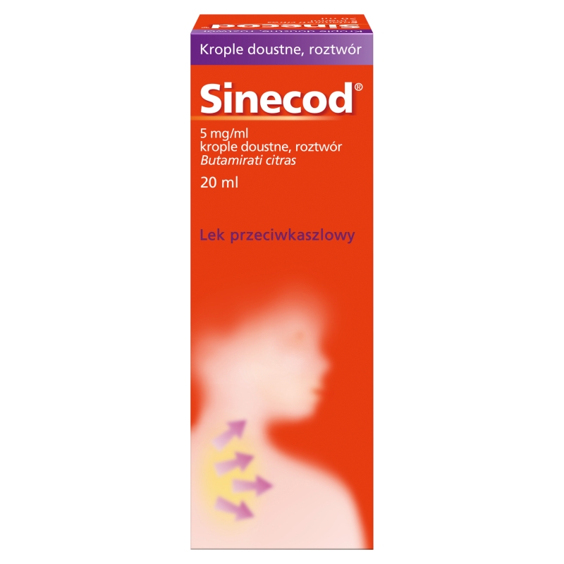 Sinecod, krople na kaszel różnego pochodzenia dla dzieci, butelka 20 ml