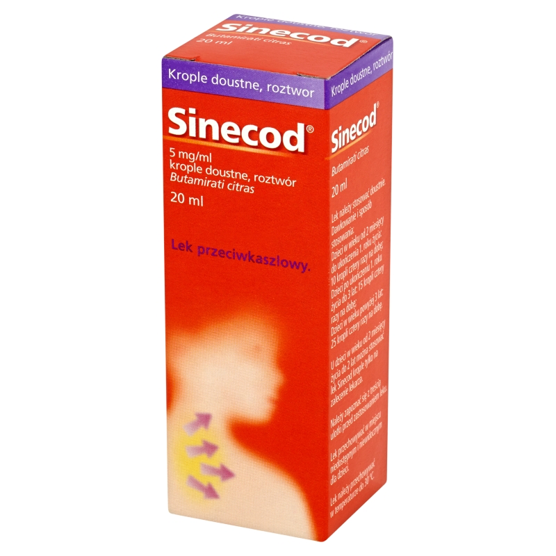 Sinecod, krople na kaszel różnego pochodzenia dla dzieci, butelka 20 ml