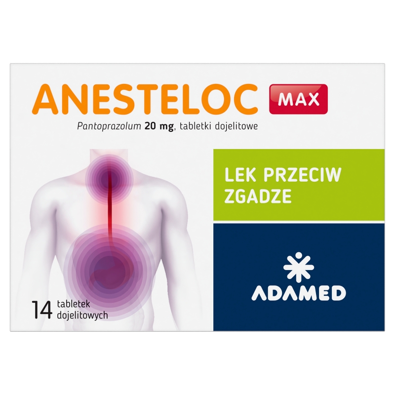 Anesteloc Max  tabletki dojelitowe na zgagę, 14 szt.