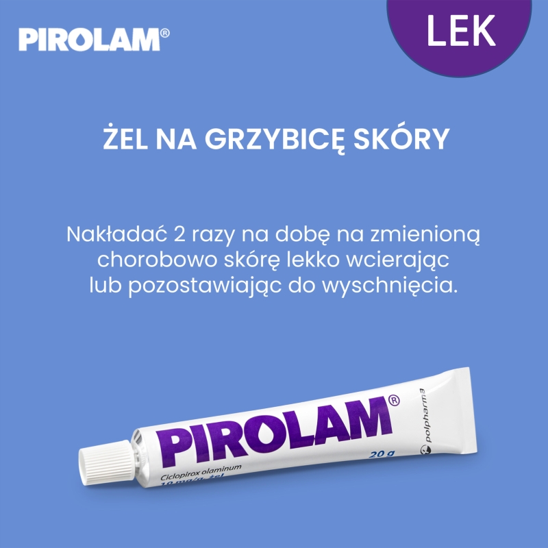 Pirolam, żel przeciwgrzybiczy do stosowania na skórę, tuba 20 g
