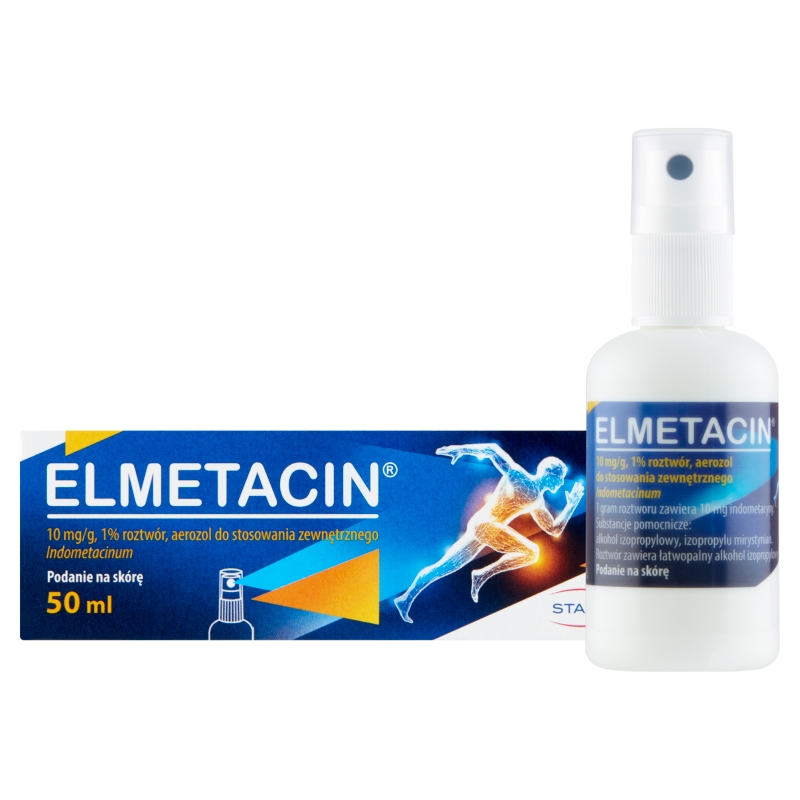 Elmetacin, aerozol łagodzący ból i hamujący stan zapalny, butelka 50 ml