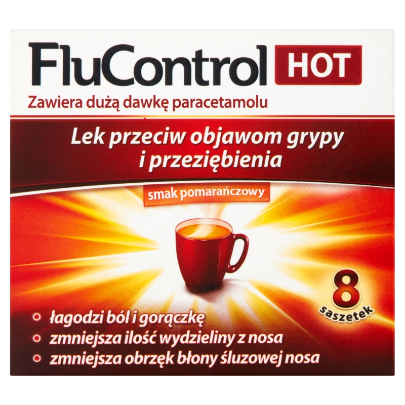 FluControl HOT, proszek przeciw objawom przeziębienia i grypy, 8 sasz.