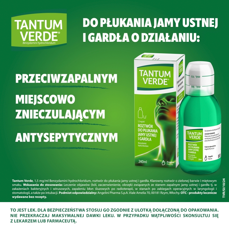 Tantum Verde , roztwór do płukania jamy ustnej, 240 ml