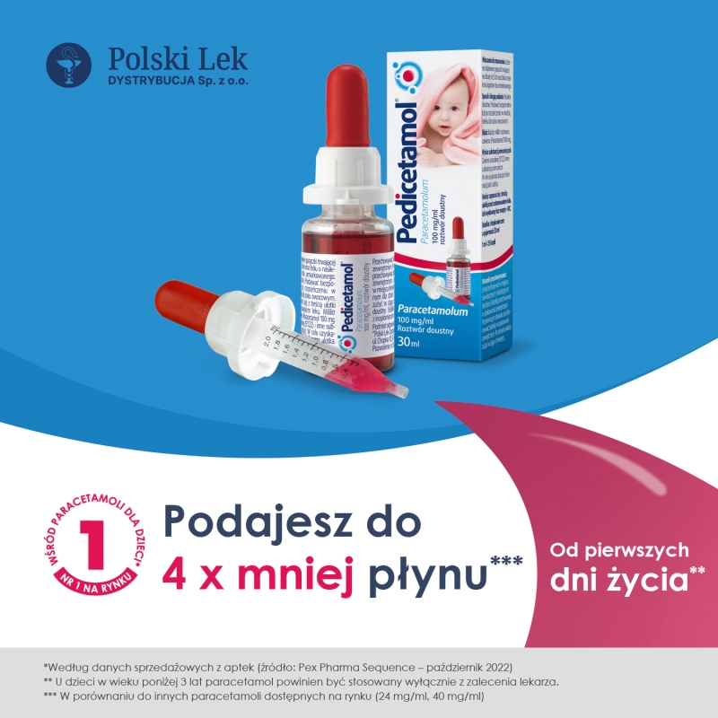 Pedicetamol, roztwór na gorączkę u dzieci, butelka 30 ml