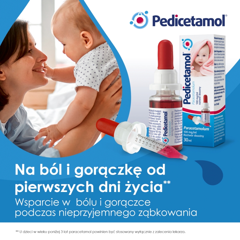 Pedicetamol, roztwór na gorączkę u dzieci, butelka 30 ml