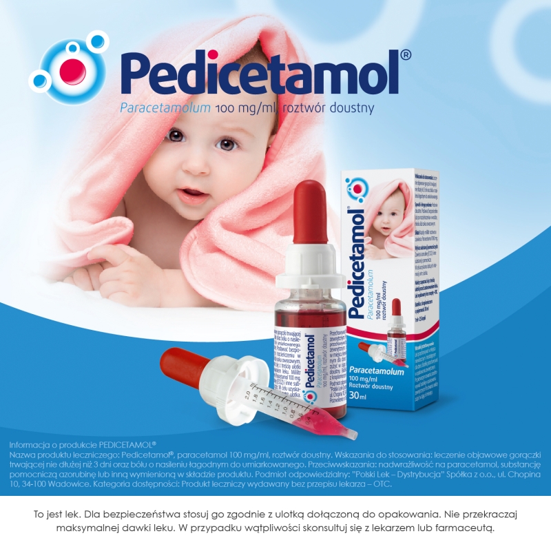 Pedicetamol, roztwór na gorączkę u dzieci, butelka 30 ml