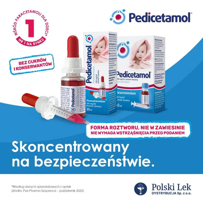 Pedicetamol, roztwór na gorączkę u dzieci, butelka 30 ml