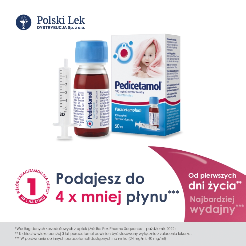 Pedicetamol, roztwór na gorączkę u dzieci, butelka 60 ml KRÓTKA DATA 31.08.2026